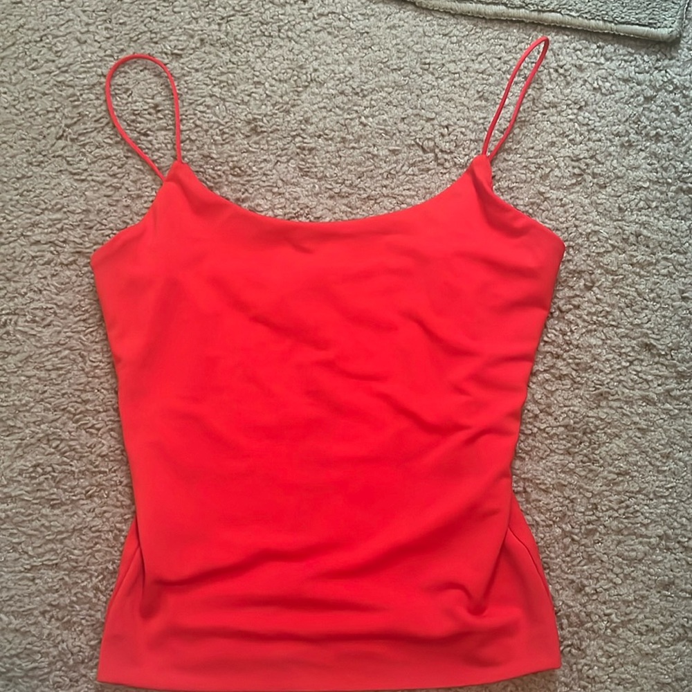 Size Small, bright red, papaya cropped tank!